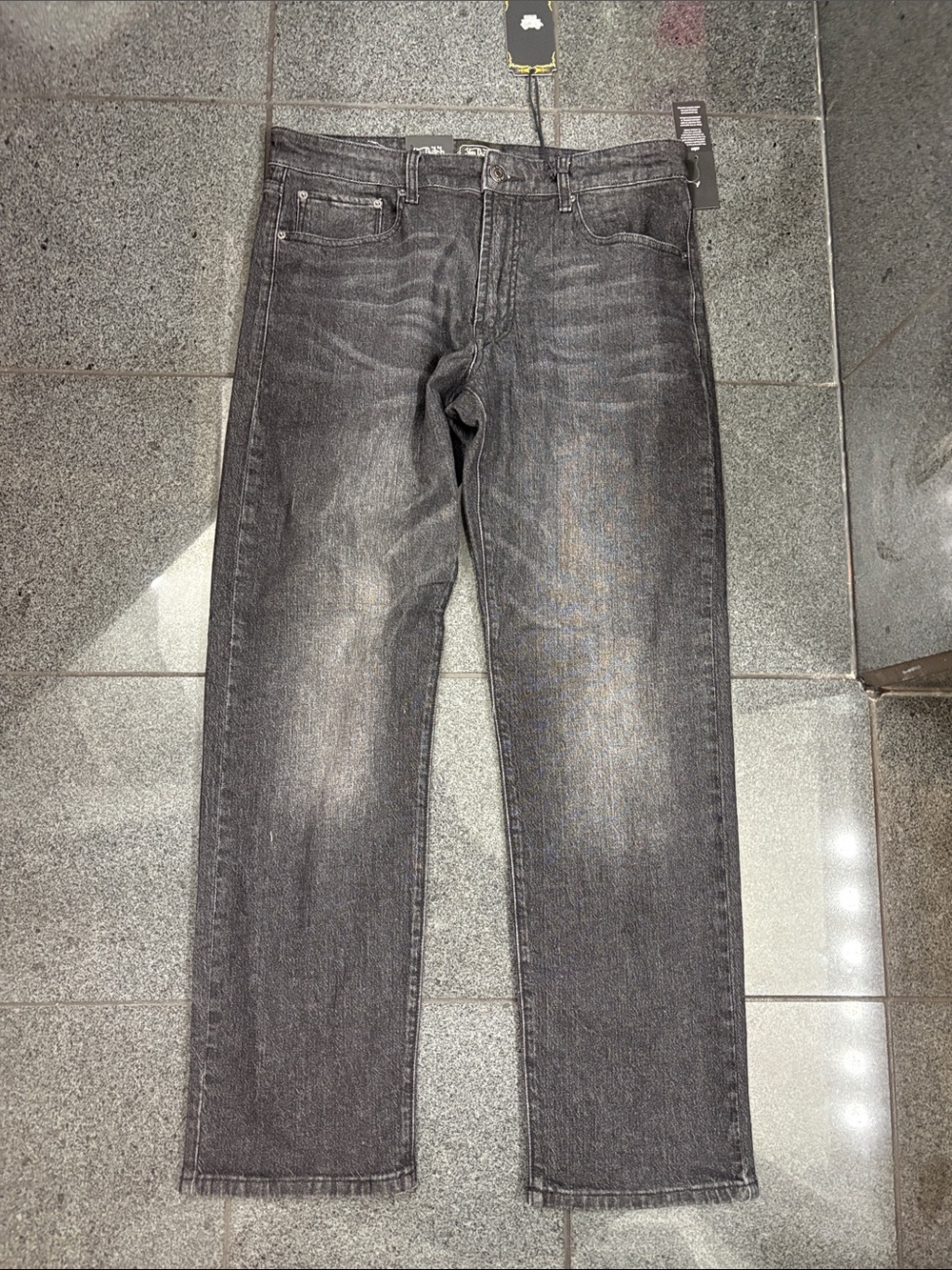 Von Dutch Men's Washed Black Straight Jeans